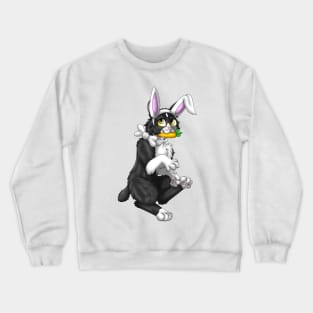 Bobtail BunnyCat: Tuxedo Bicolor (White) Crewneck Sweatshirt